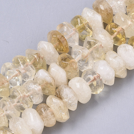 Honeyhandy Natural Citrine Beads Strands, Nuggets, Faceted, 9.5~11x6~7mm, Hole: 1.2mm, about 30~32pcs/strand, 7.48 inch(19cm)