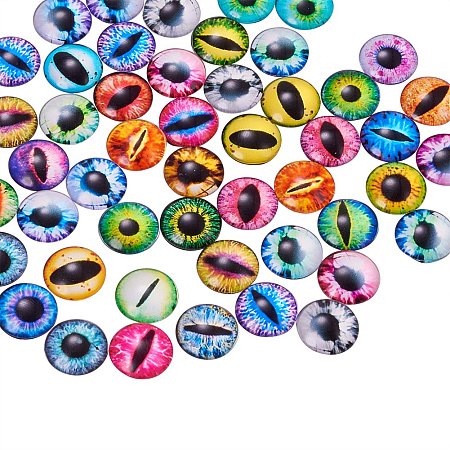 Arricraft 200pcs12mm Mixed Color Lucky Evil Eye Glass Flatback Scrapbooking Dome Cabochons