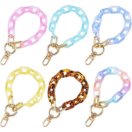 SUPERFINDINGS 6Pcs Acrylic Wristlet Chain Straps 6 Colors Handbag Strap Replacement Purse Clutches Handles for DIY Craft Making