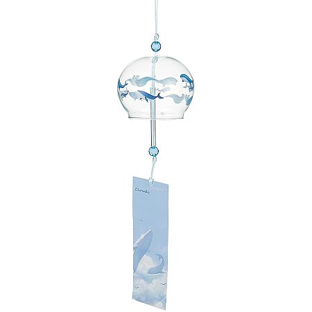 BENECREAT Japanese Wind Chimes Whale Pattern Glass Wind Bells Handmade Pendants for Birthday Gift and Home Decors
