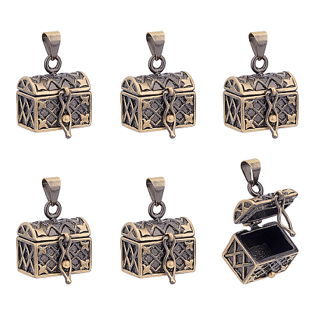 Arricraft 10pcs Brass Prayer Box Pendants 24x16mm Rectangle Locket Urn Pendant Antique Bronze Necklace Classic Prayer Box Urn for Loved One Cremation in My Heart Memorial Jewelry, Hole: 4mm