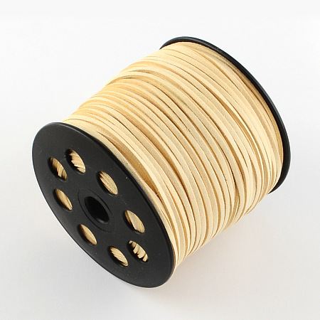 ARRICRAFT 1 Roll (100 Yards, 300 Feet) Micro-Fiber Faux Leather Suede Cord String with Roll Spool, 2.7x1.4mm (Cornsilk)