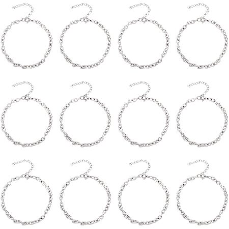 UNICRAFTALE About 9-7/8 inches(25cm) 12pcs 1.4mm Stainless Steel Bracelets Hypoallergenic Cable Chain with Extension Chain and Lobster Claw Clasp Stainless Steel Color