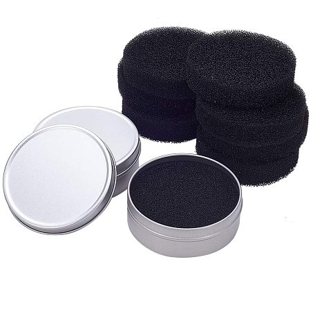 Arricraft 15 pcs Black Removal Sponges with 3 pcs Metal Container Box, Makeup Brush Cleaner for Eye Shadow Blush Switch Color