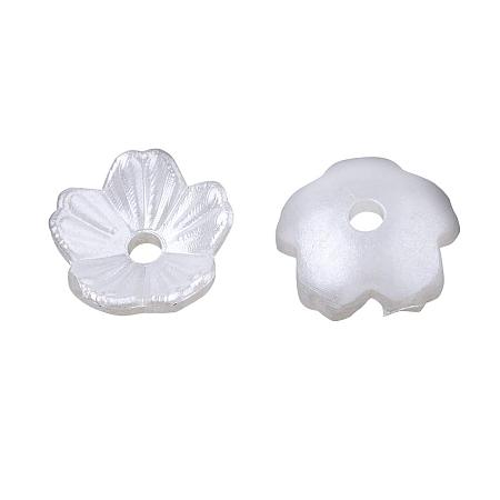 ARRICRAFT 5-Petal ABS Plastic Imitation Pearl Bead Caps, Flower, Ivory, 8x8x3mm, Hole: 1.5mm