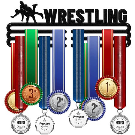 GLOBLELAND Wrestling Medal Holder Display Hanger Rack Frame for Sport Race Metal Medal Hanger for Wrestling Competitions,15.75x6Inches