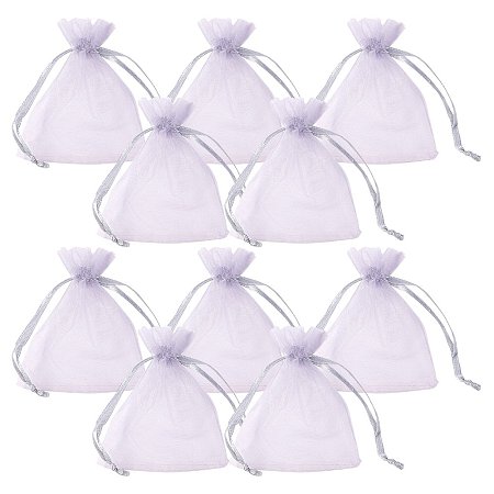 ARRICRAFT 100pcs Rectangle Organza Gift Bags Drawstring Pouches for Wedding Party Christmas Warp Favor Gift Bags Light Grey 9x7cm