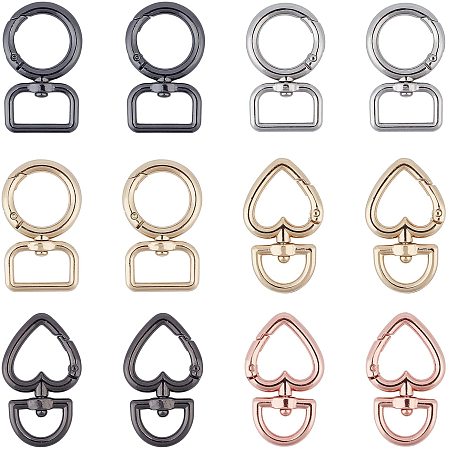 CHGCRAFT 12Pcs 2Styles Swivel Clasps Zinc Alloy Snap Hook for Keys Backpack DIY Craft Accessories, Mixed Color