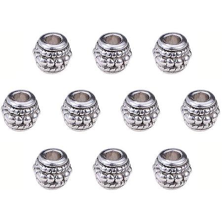 PandaHall Elite 100pcs Bicone Spacers Beads Tibetan Antique Silver Large Hole Jewelry Spacers Charms for Jewelry Makings, 8x6.5mm Hole: 3.5mm
