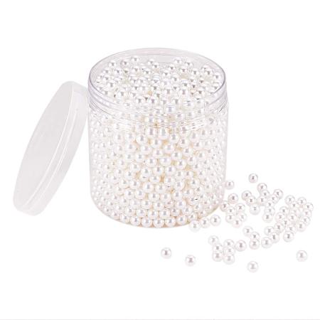 PandaHall Elite About 1500 Pieces 8mm White No Holes/Undrilled ABS Plastic Imitated Pearl Beads for Vase Fillers Table Scatter Wedding Party Home Decoration