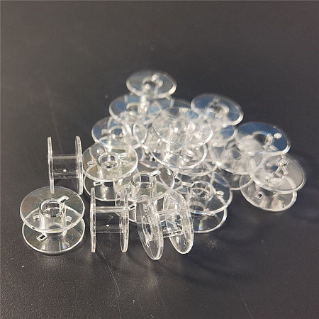 Honeyhandy Transparent Plastic Bobbins, Sewing Thread Holders, for Sewing Tools, Clear, 20x10mm, Hole: 6mm, 200pcs/bag