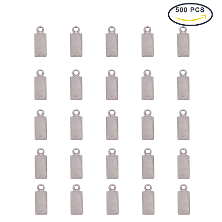 PandaHall Elite 304 Stainless Steel Rectangle Blank Stamping Tag Pendants Size 11x4x0.6mm for Jewelry Making, about 200pcs/box