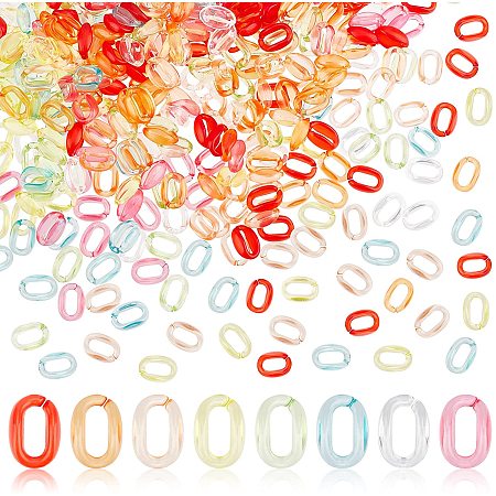 PandaHall Elite Small Acrylic Linking Rings, 560pcs 8 Colors Quick Link Connectors 15x11x6mm Open Linking Rings Bag Chain Link for Necklace Bracelet Eyeglass Chain DIY Jewelry Cable Chains Making