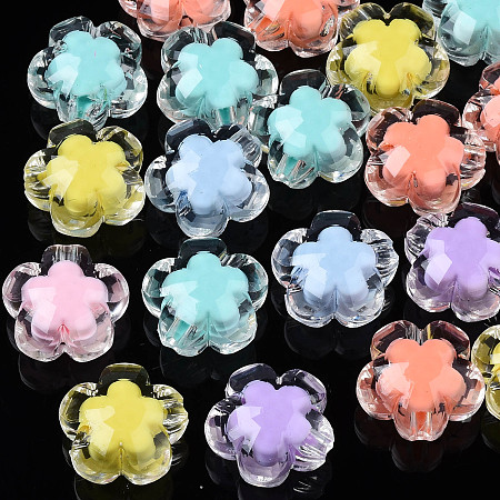 Honeyhandy Transparent Acrylic Beads, Bead in Bead, Flower, Mixed Color, 16.5x17x10.5mm, Hole: 2.5mm, about 295pcs/500g