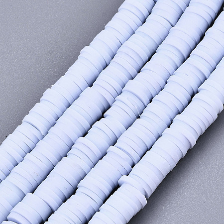 Honeyhandy Handmade Polymer Clay Beads Strands, for DIY Jewelry Crafts Supplies, Heishi Beads, Disc/Flat Round, Light Steel Blue, 6x0.5~1mm, Hole: 1.8mm, about 320~447pcs/strand, 15.75 inch~16.14 inch(40~41cm)