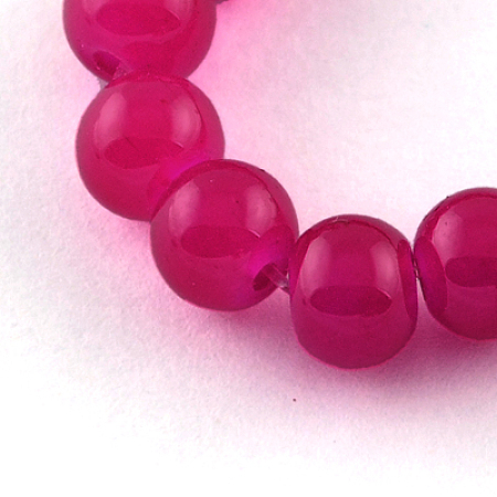 Honeyhandy Imitation Jade Glass Beads Strands, Spray Painted, Round, Magenta, 10mm, Hole: 1.3~1.6mm, about 80pcs/strand, 31.4 inch