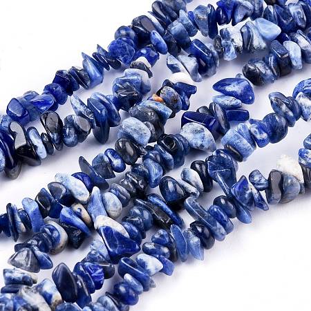 Honeyhandy Natural Sodalite Chips Beads Strands, 3~5mm, Hole: 0.3mm, about 32~32.5 inch