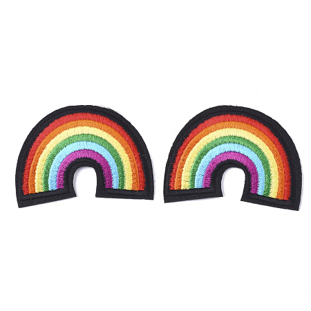 Honeyhandy Computerized Embroidery Cloth Iron On Patches, Costume Accessories, Appliques, Rainbow, Colorful, 44x61x2mm