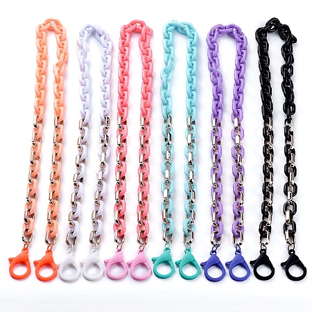 Personalized Acrylic & CCB Plastic Cable Chain Necklaces, Eyeglasses Chains, Handbag Chains, with Plastic Lobster Claw Clasps, Mixed Color, 26.97 inches(68.5cm)