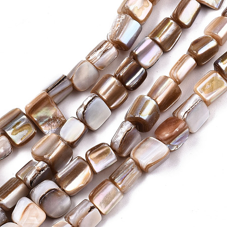 ARRICRAFT Natural Freshwater Shell Beads Strands, Nuggets, Camel, 5~12x5~8x4~8mm, Hole: 0.7mm, about 54~57pcs/strand, 14.96~15.35 inches(38~39cm)