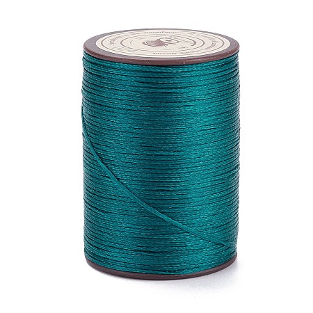 Honeyhandy Flat Waxed Polyester Thread String, Micro Macrame Cord, for Leather Sewing Stitching, Teal, 0.8~0.9x0.3mm, about 109.36 Yards(100m)/Roll