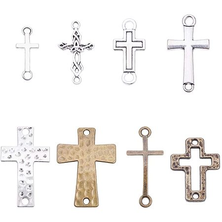 Arricraft 8 Style Cross Connector Charms, 32pcs Links Cross Connector Charm for DIY Christian Religious Bracelet Prayer Necklace Jewelry Making