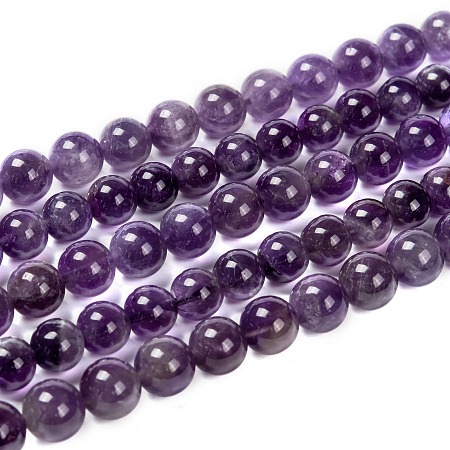Arricraft Gemstone Beads Strands, Amethyst, Round, about 8mm in diameter, hole: about 1mm, 15~16 inches