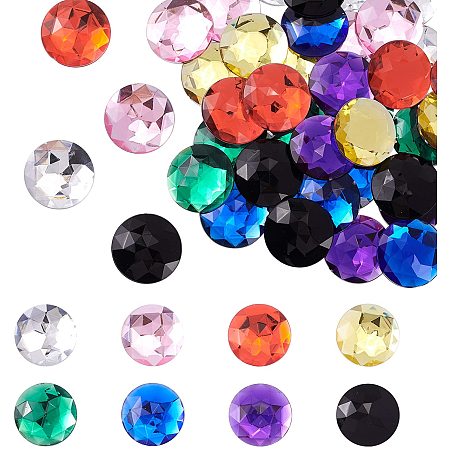 Self-Adhesive Acrylic Rhinestone Stickers, for DIY Decoration and Crafts, Faceted, Half Round, Mixed Color, 30x6mm; 8 Colors, 6pcs/color, 48pcs/set
