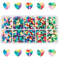 Pandahall Elite 5 Colors Polymer Clay Beads 300pcs Rainbow Heart Clay Beads Polymer Colorful Loose Beads for Y2K Bracelets Necklace Phone Lanyard Keycahin DIY Hair Accessory Jewelry Making, 9x10x4mm
