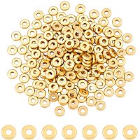 NBEADS 200 Pcs Brass Spacer Beads, 4mm Real 14K Gold Plated Beads Long-Lasting Plated Flat Round Beads Matte Style Brass Beads for DIY Jewelry Making