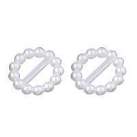 ARRICRAFT ABS Plastic Imitation Pearl Bead Buckles, Flat Round, Ivory, 15x3mm, Hole: 3.5x8mm