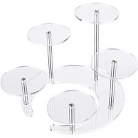 FINGERINSPIRE 5.5x5.3x4.3inch Transparent Acrylic Jewelry Display Stands with 5 Circular Layers Rotating Rings Holder Moon Shape Base Jewelry Organizer Decorative Display Pedestals for Cosmetics
