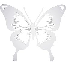 CREATCABIN Butterfly Mirror Stickers 3D Acrylic Wall Decals Wall Art Decor Self Adhesive DIY Removable Mural Eco-Friendly Silver Gift for Home Living Room Bedroom Bathroom Decoration 10.3 x 11.8 Inch