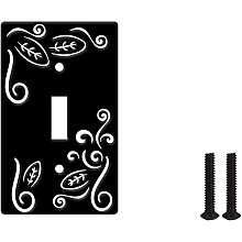 NBEADS Black Single Toggle Light Switch Plate, 2.7 × 4.5" Iron Light Switch Cover Plate Single Switch Plate Single Toggle Switch Wall Plate for Light Switches, Smart Switch- Leaf Decorative