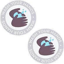 GLOBLELAND 20 Pack Wash Your Hands Public Sign Stickers 6.7'' in Diameter for Doors Walls Floor Safety Notice Decals Sign Public Places Commercial Use