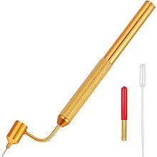 GORGECRAFT Slanting Fine Line Painting Pen Detailing Fluid Writer Paint Applicator Pen Gold Extra Fine Line Brass Tips with Dropper for Precision Touch Up Paint Rock Chips Scratch Repair Craft