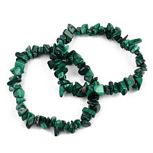 Honeyhandy Unisex Chip Synthetic Malachite Beaded Stretch Bracelets, Inner Diameter: 1-3/4~2 inch(4.5~5cm)