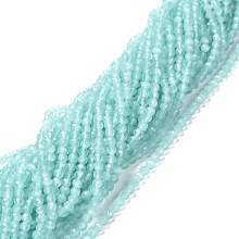 Honeyhandy Cat Eye Beads Strands, Round, Faceted, Pale Turquoise, 3mm, Hole: 0.2mm, 14.17 inch(36cm), 122pcs/strand