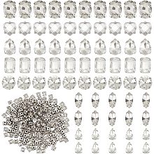 OLYCRAFT 270Pcs 8 Styles Silver Glass Sewing Rhinestone Flatback Sewing Claw Crystal Rhinestones Sewing Crystal Rhinestone for Shoes Clothes Wedding Dress Handbags Jewelry Making