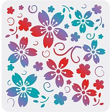 FINGERINSPIRE Cherry Blossom Stencils Template 11.8x11.8inch Plastic Flowers Drawing Painting Stencils Cherry Blossom Pattern Reusable Stencils for Painting on Wood, Floor, Wall and Tile