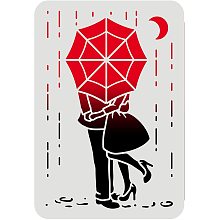 FINGERINSPIRE Couple Stencils 11.7x8.3inch Rainy Night Stencil Couple with Umbrella Drawing Template Reusable Umbrella Rain Couple Stencil for Painting on Wood Tile Paper Fabric Floor Wall