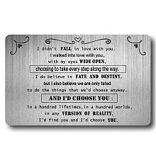 CRASPIRE Wallet Insert Card Birthday Cards Anniversary Wedding Gift Metal I'd choose you Engraved Pocket Card Love Reminder Christmas Keepsake Birthday Present