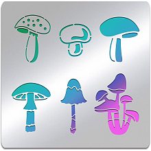 BENECREAT 6x6 Inch Mushroom Stainless Steel Stencils, Metal Stencil for Wood Carving, Drawings and Woodburning, Engraving and Scrapbooking