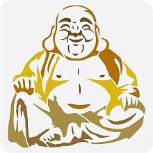 FINGERINSPIRE Buddha Stencil 11.8x11.8 inch Reusable Stencils for Painting Plastic Maitreya Buddha Pattern Stencil Template DIY Projects and Crafts Stencil for Painting on Wood Walls Fabric Home Decor