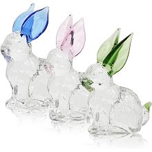 CHGCRAFT 3Pcs Crystal Rabbit Figurines Easter Bunny Statue Decoration for Tabletop Decor Art Animal Paperweight Ornament Creative Gift