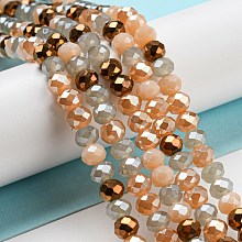 Honeyhandy Glass Beads Strands, Faceted, Rondelle, BurlyWood, 6x5mm, Hole: 1mm, about 85~88pcs/strand, 16.1~16.5 inch(41~42cm)