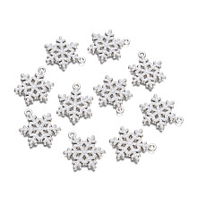 Honeyhandy Snowflake Alloy Enamel Pendants, Platinum, White, 25x19x2mm, Hole: 2mm