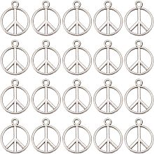 SUNNYCLUE 1 Box 100Pcs Peace Charms Bulk Peace Sign Charm Peace Logo Antique Silver Vintage Alloy Flat Round Hollow Metal Symbol Charms for Jewelry Making Charms Earring Adults Craft DIY Supplies