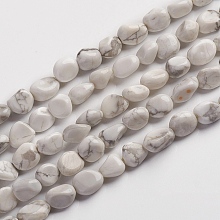 Honeyhandy Natural Howlite Beads Strands, Tumbled Stone, Nuggets, 6.5~9.5x5.5~7.5x3.5~5.5mm, Hole: 0.8mm, about 50pcs/Strand, 15.67 inch(39.8cm)