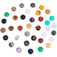 PH PandaHall 36pcs Natural & Synthetic Mixed Stone Cabochons, Half Round/Dome, 12x5mm